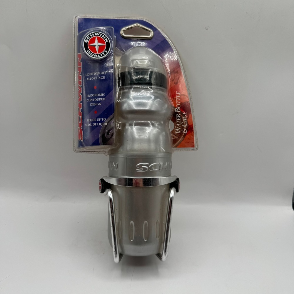 Schwinn Water Bottle and Cage Unisex 22oz Silver Alloy Lightweight SW528 NEW